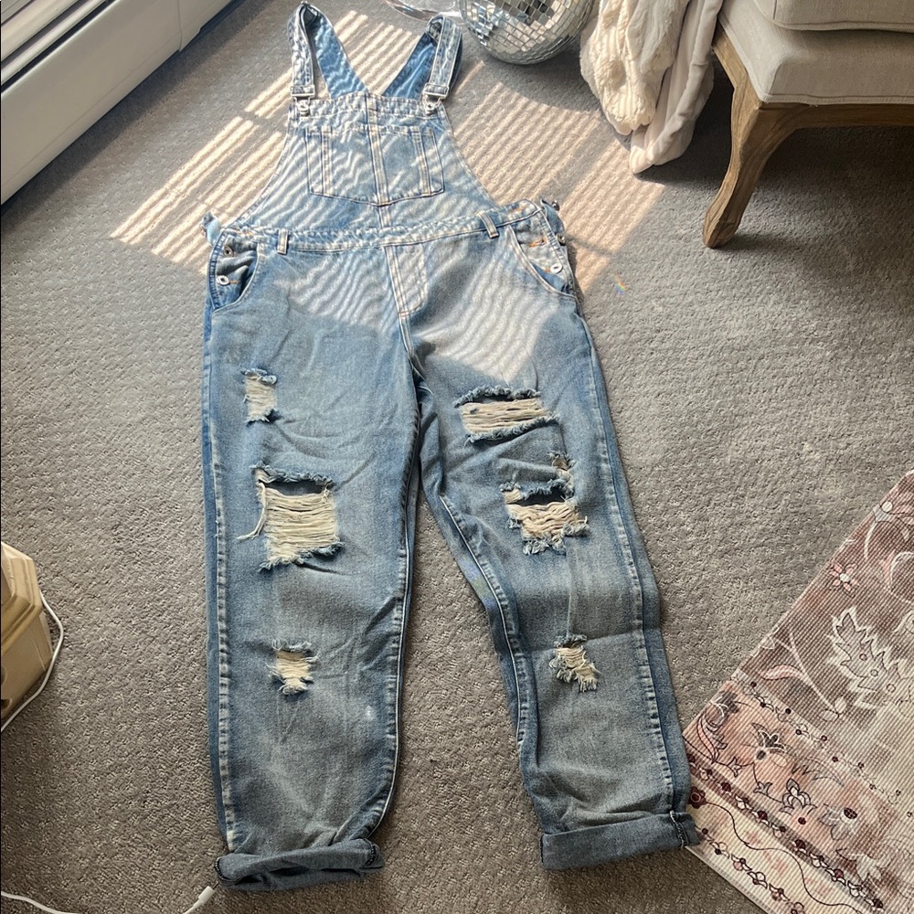Wild Honey Light Blue Distressed Overalls